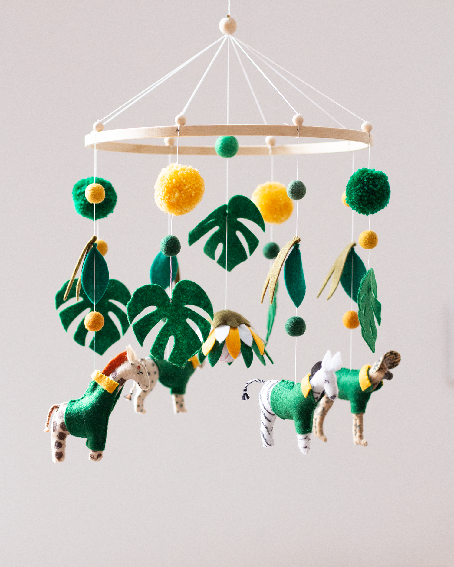 Limited edition Green & Gold Supporters Classic Hoop mobile with South African wildlife handmade in Cape Town