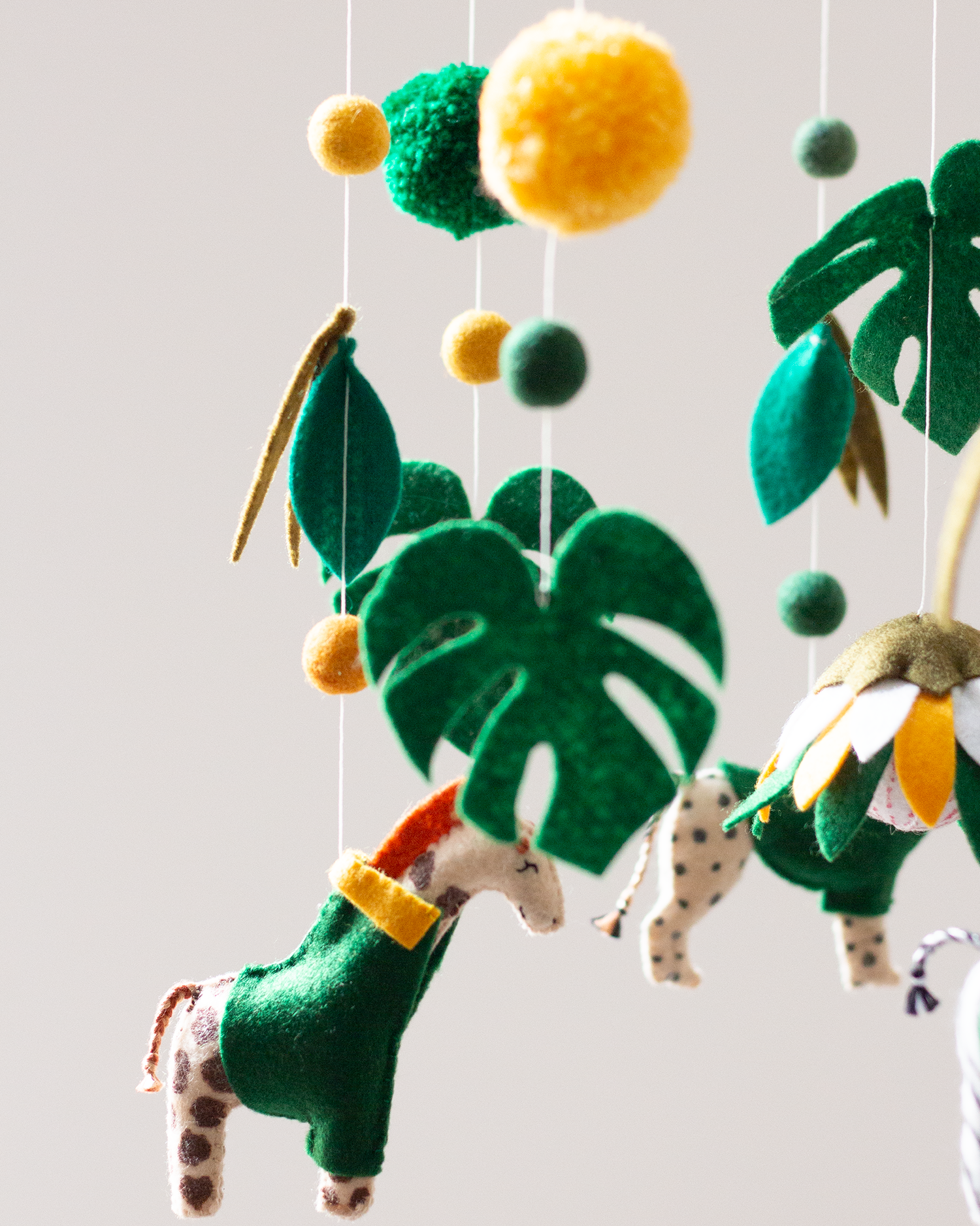 Green and Gold South African wildlife hoop mobile with giraffe