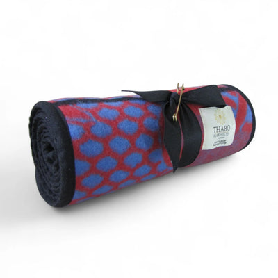 Kobo Scarf - Kharetsa Pink (Red/Blue with Black Line)